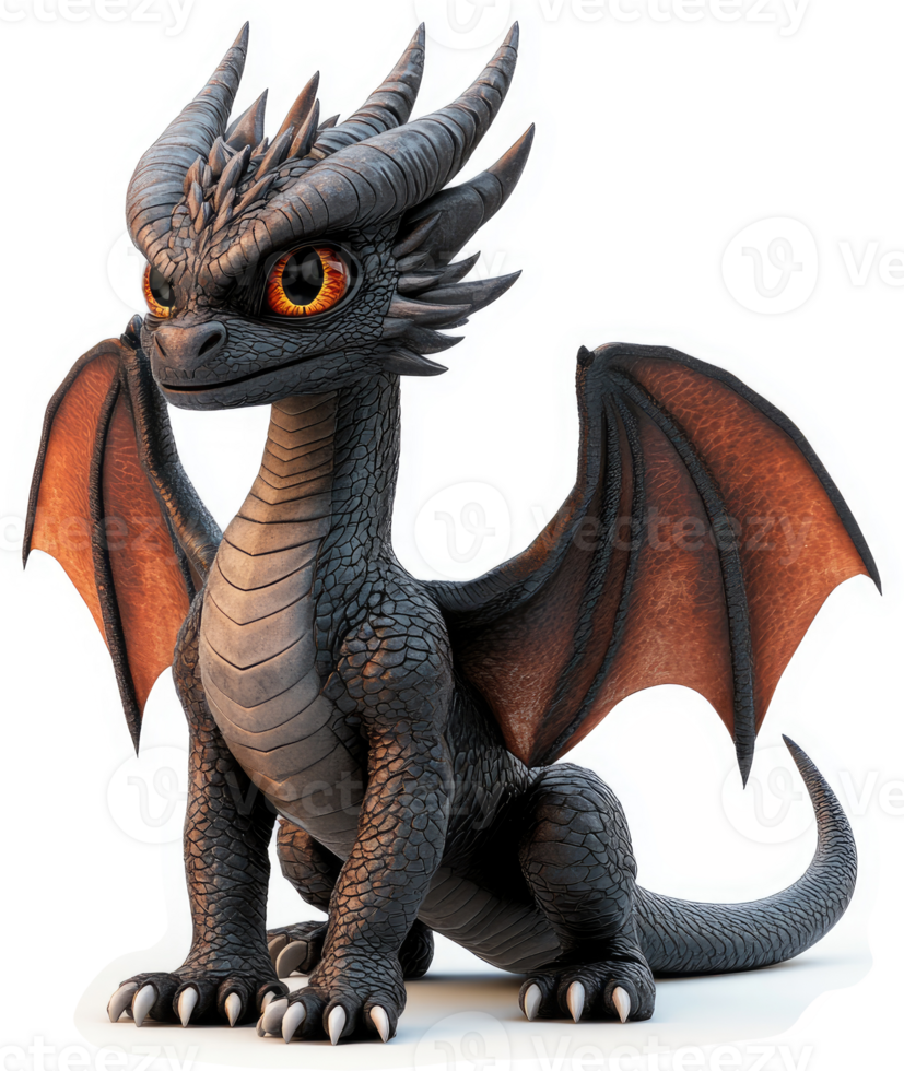 Adorable little dragon, perched and ready to fly. png