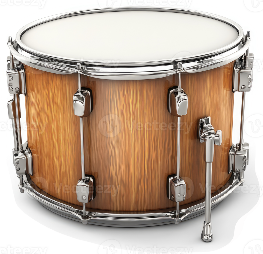 Wooden drum with metallic hardware. png