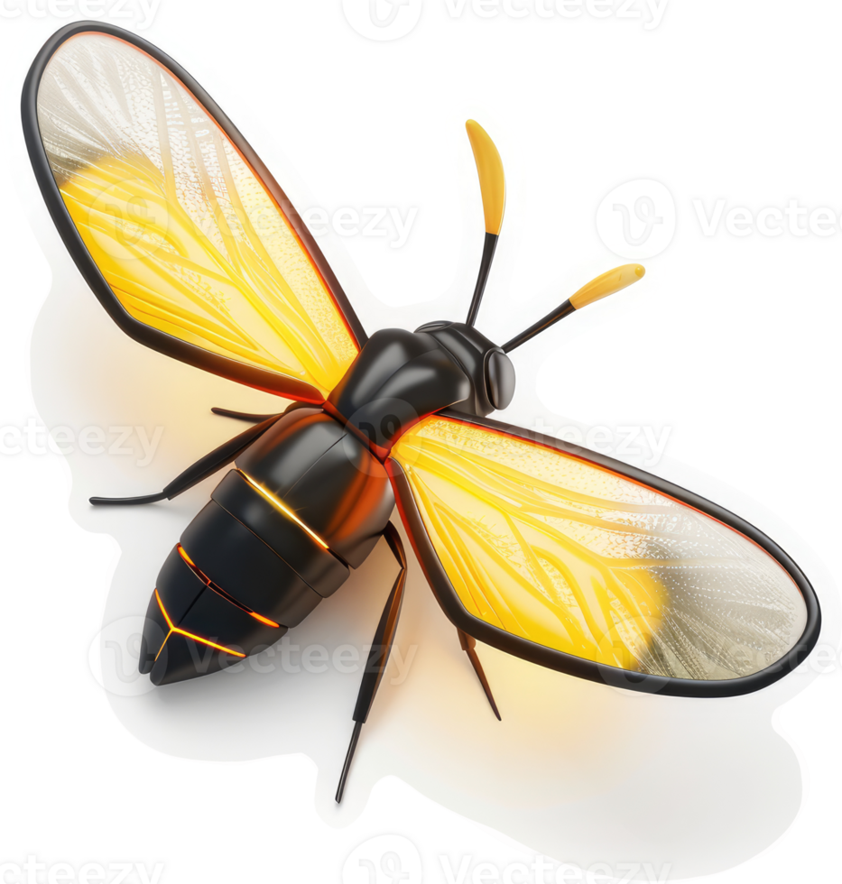 High-tech bee with luminous wings. png