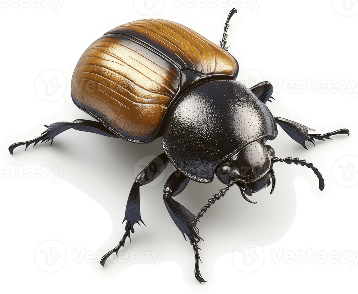 Close-up view of a brown and black beetle. png