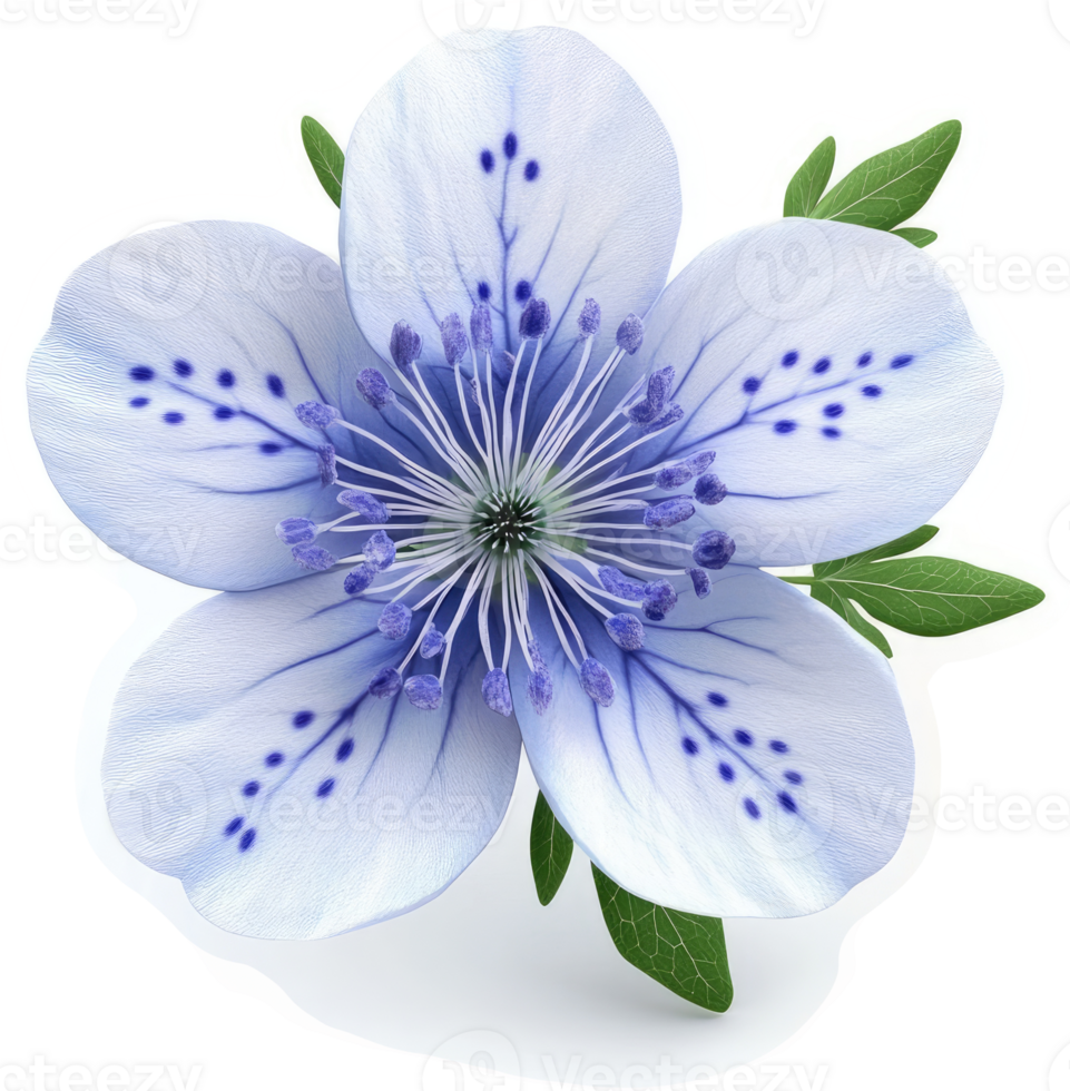 Close-up of a delicate, light-blue flower. png