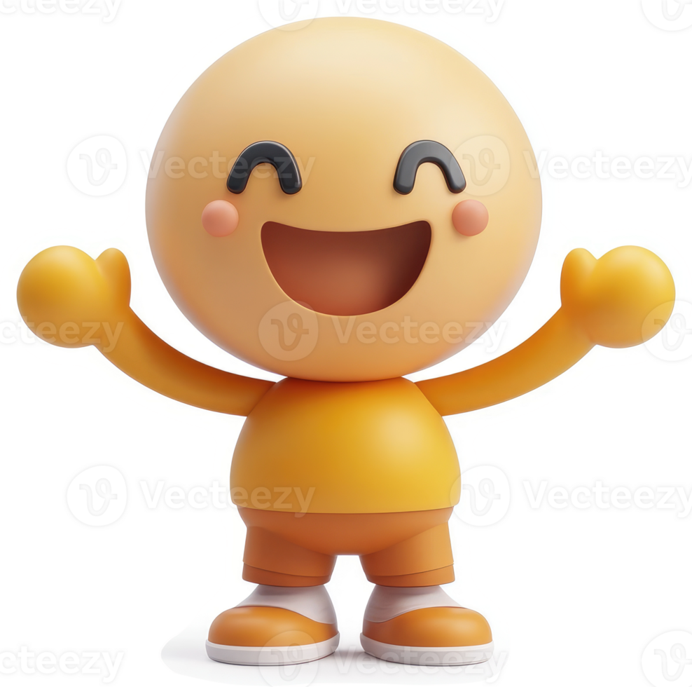 Joyful, round character with outstretched arms. png