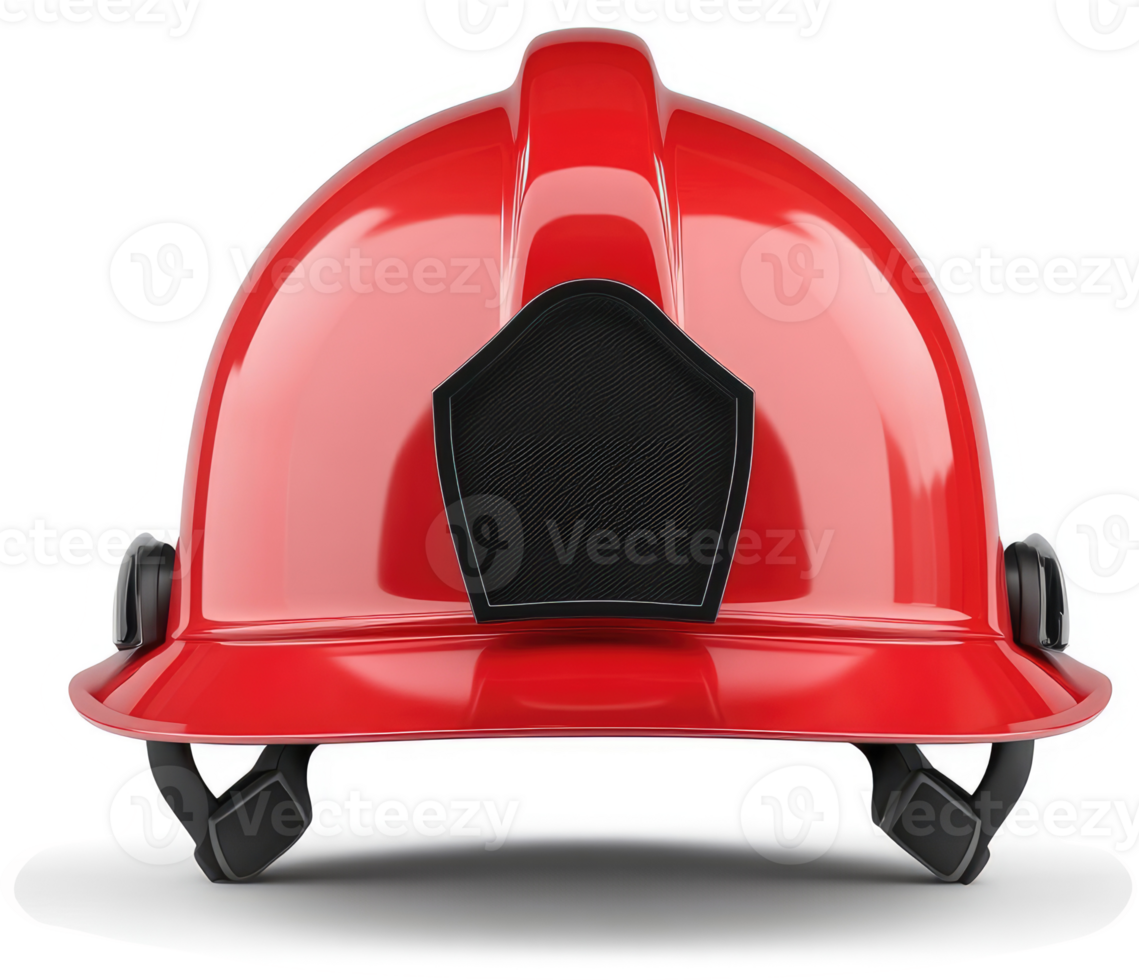 Red firefighter helmet with safety features. png