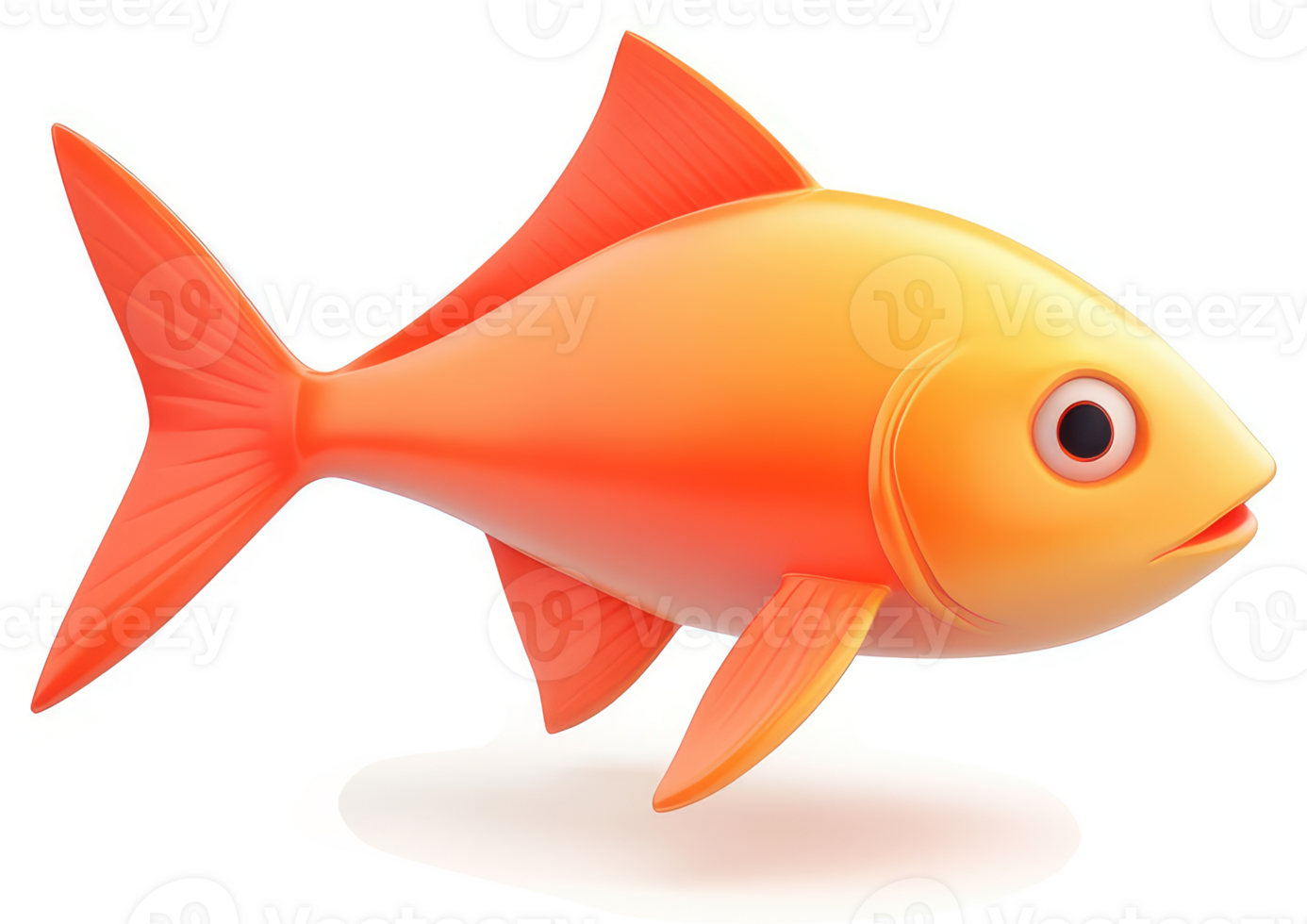Vibrant orange fish in a profile view. png