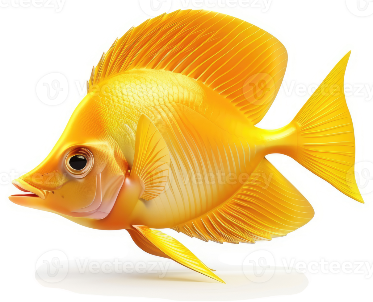 Vibrant, golden fish swimming gracefully in profile view. png