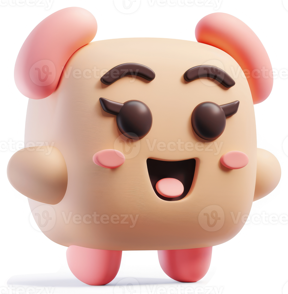 Playful cube-shaped character with expressive features. png