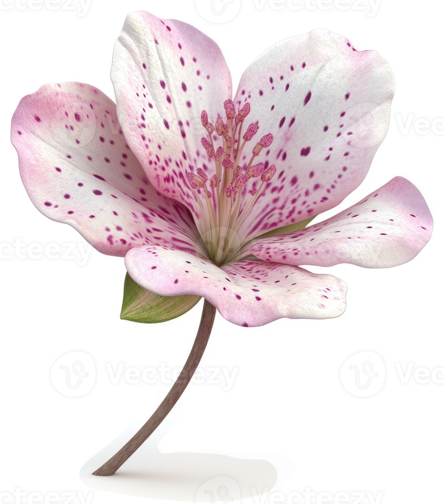 Delicate pink and white spotted flower in full bloom. png