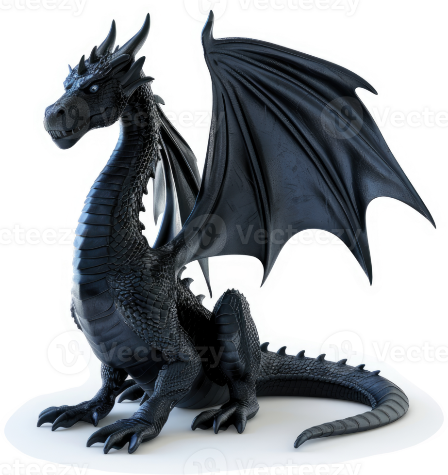 Majestic black dragon, resting posture. png