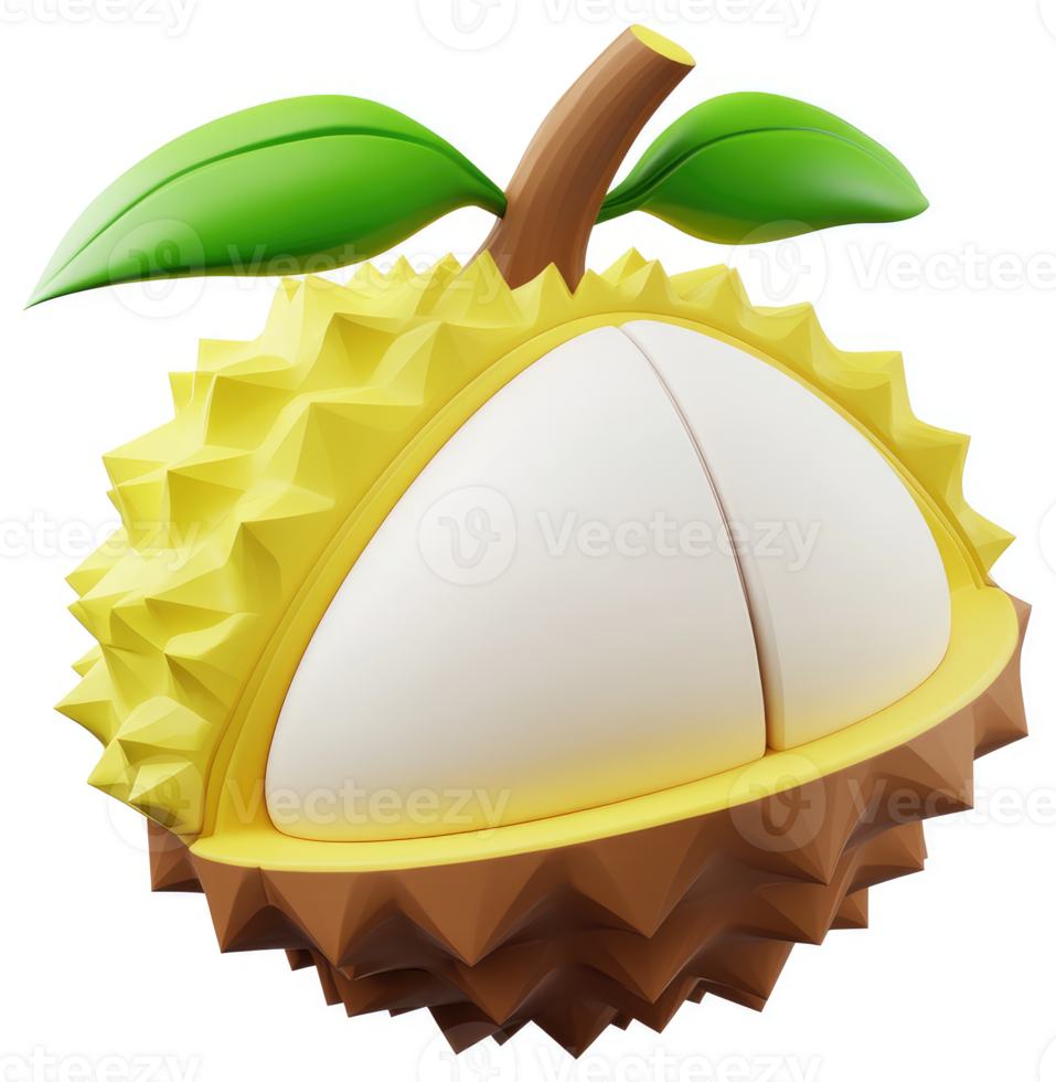 A digital illustration of a cut durian fruit. png