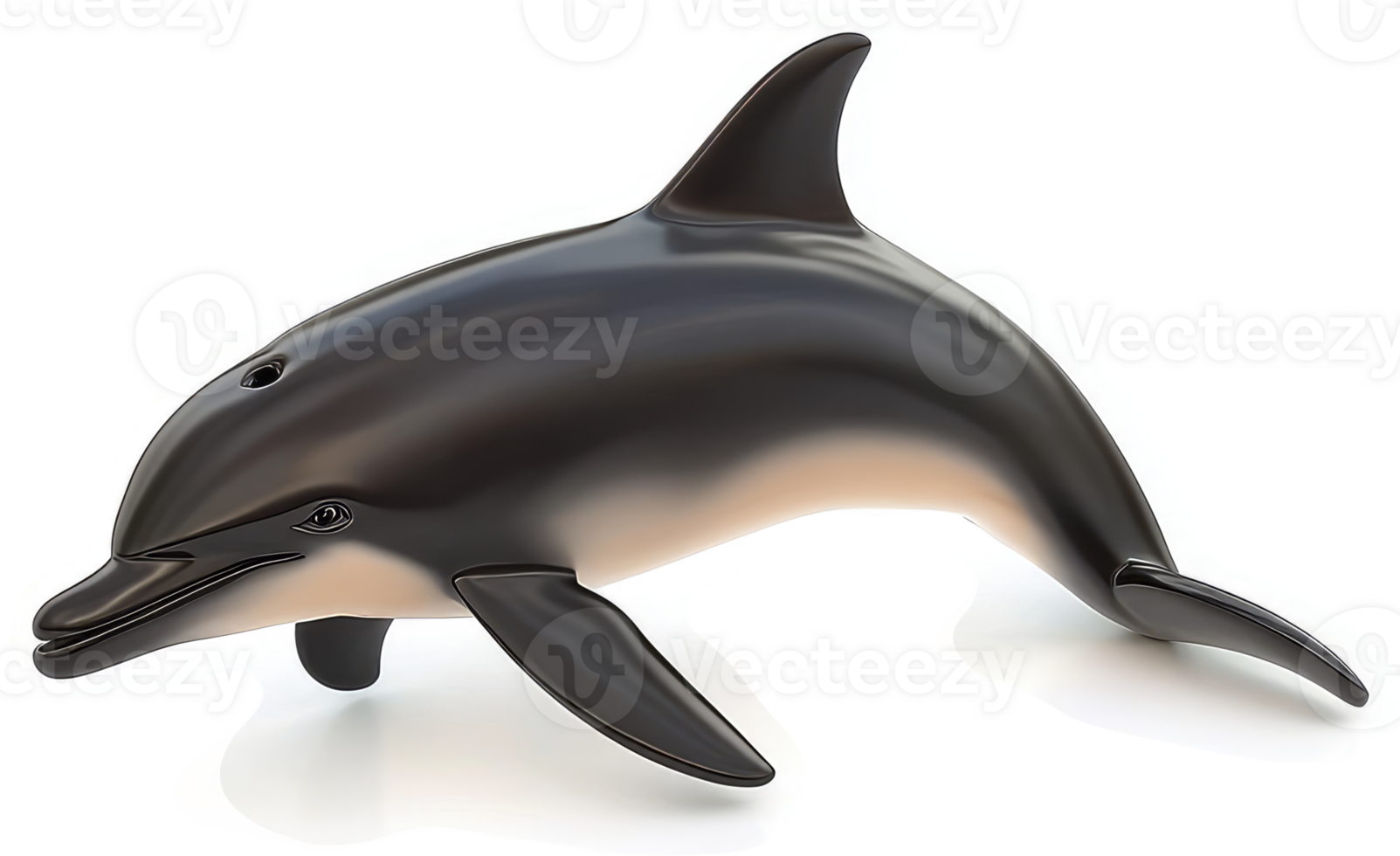 Side view of a sleek, dark gray dolphin. png