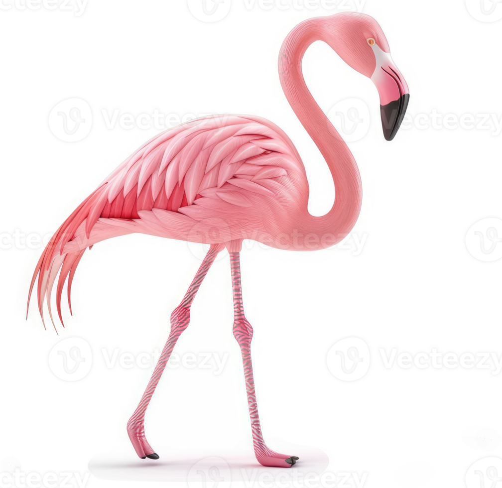 Pink flamingo, gracefully strolling. png