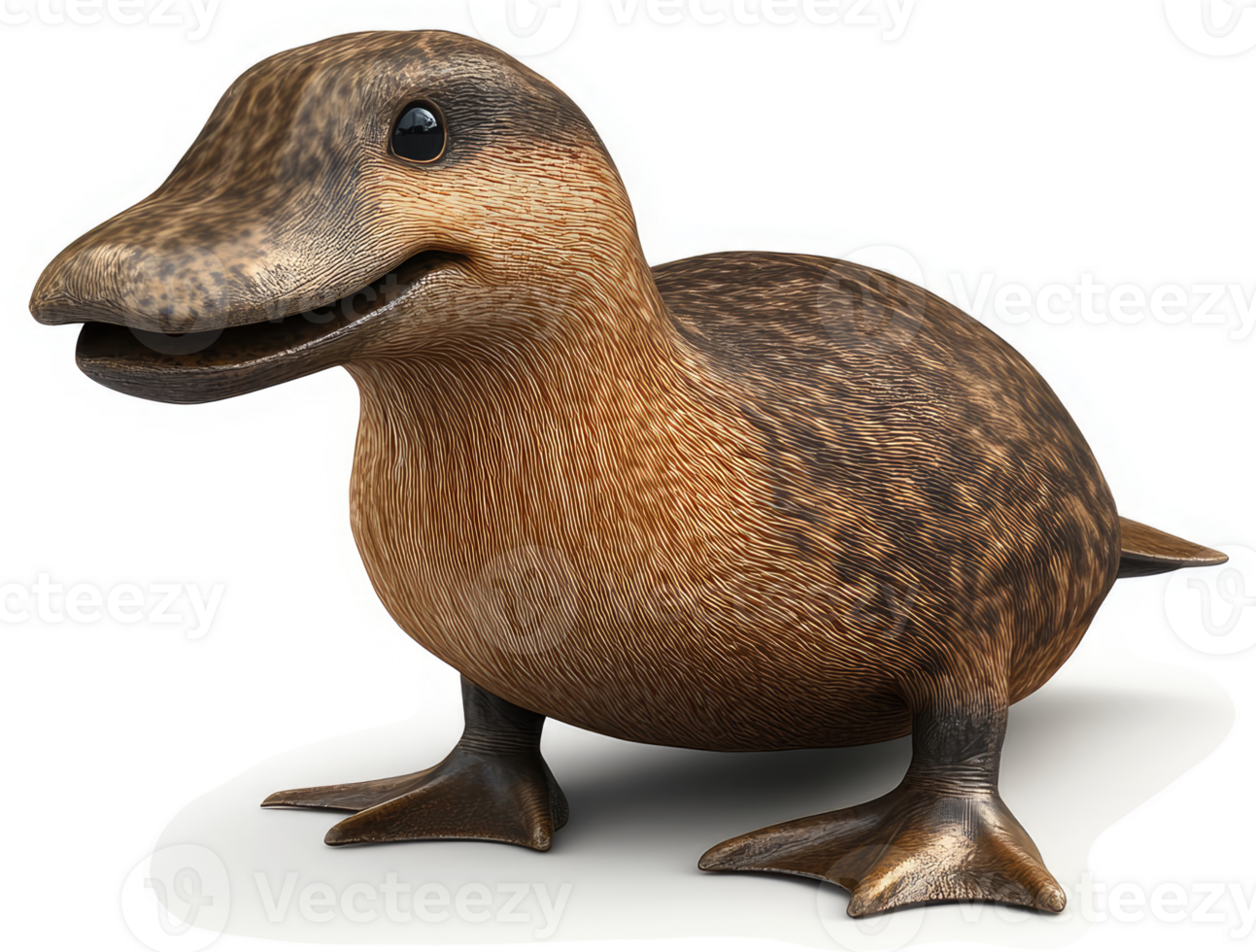 Cute cartoon duckling in a three-quarter view. png