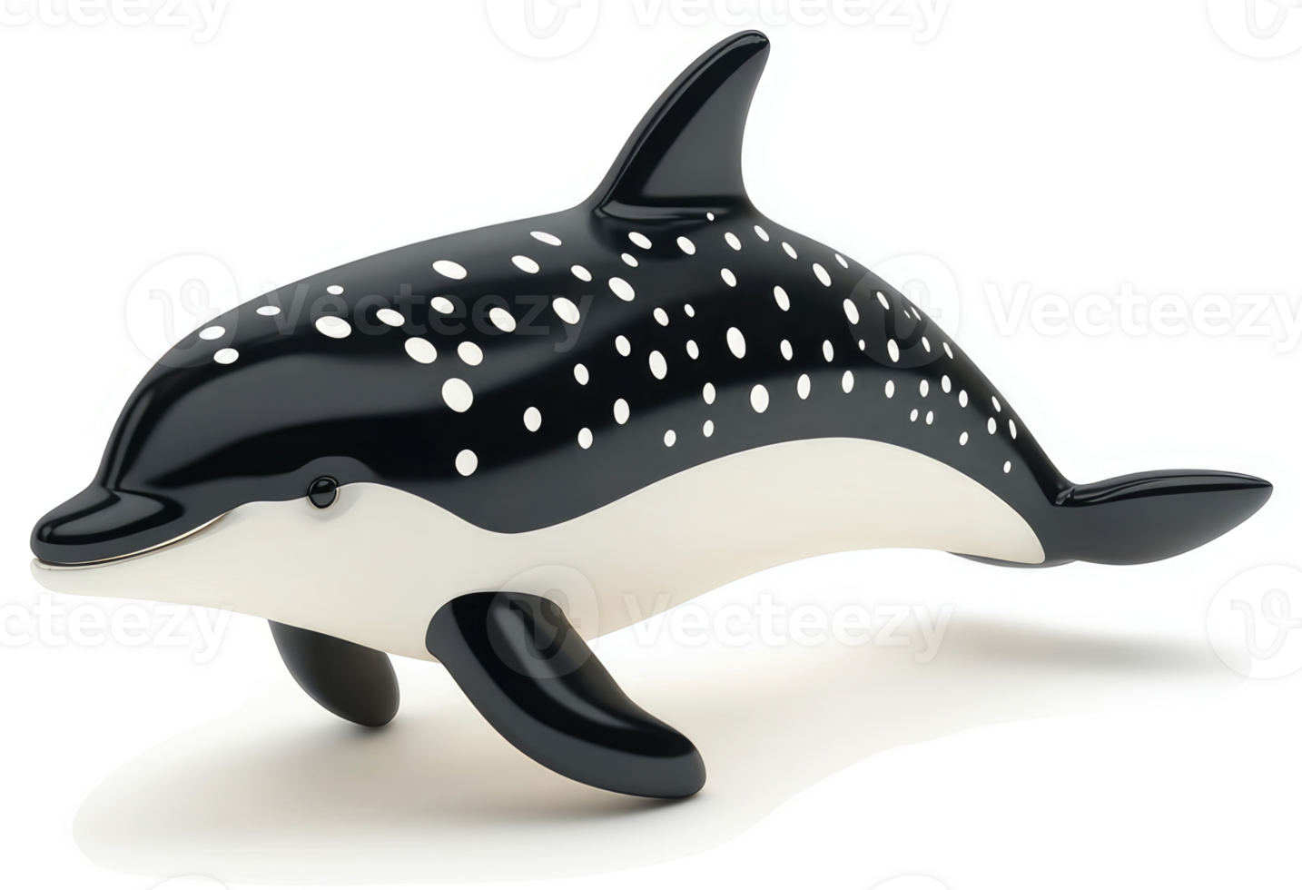 Black and white spotted dolphin figurine. png