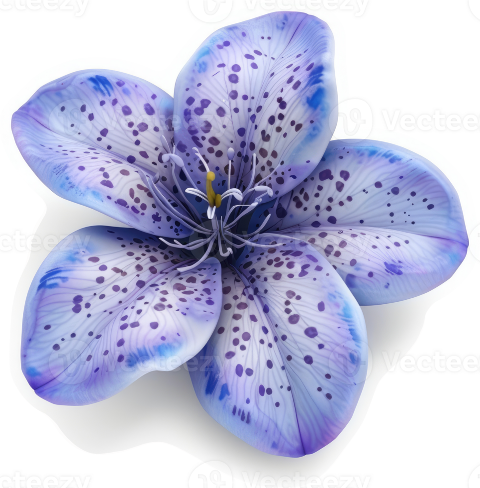 Vibrant, speckled blue flower in full bloom. png