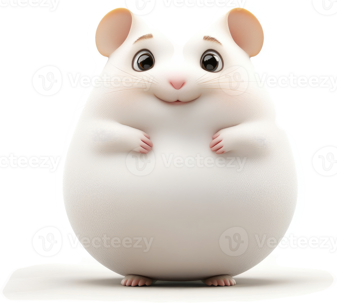Cheerful, chubby cartoon mouse illustration. png