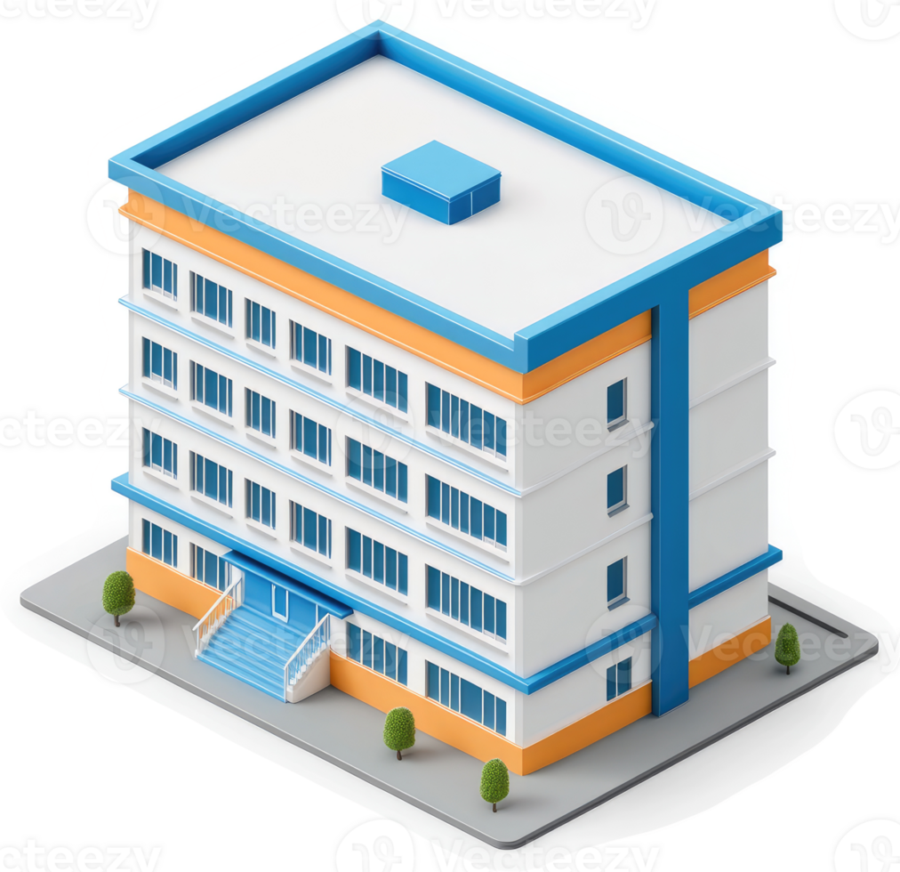 Multi-story building facade illustration depicting an apartment complex. png