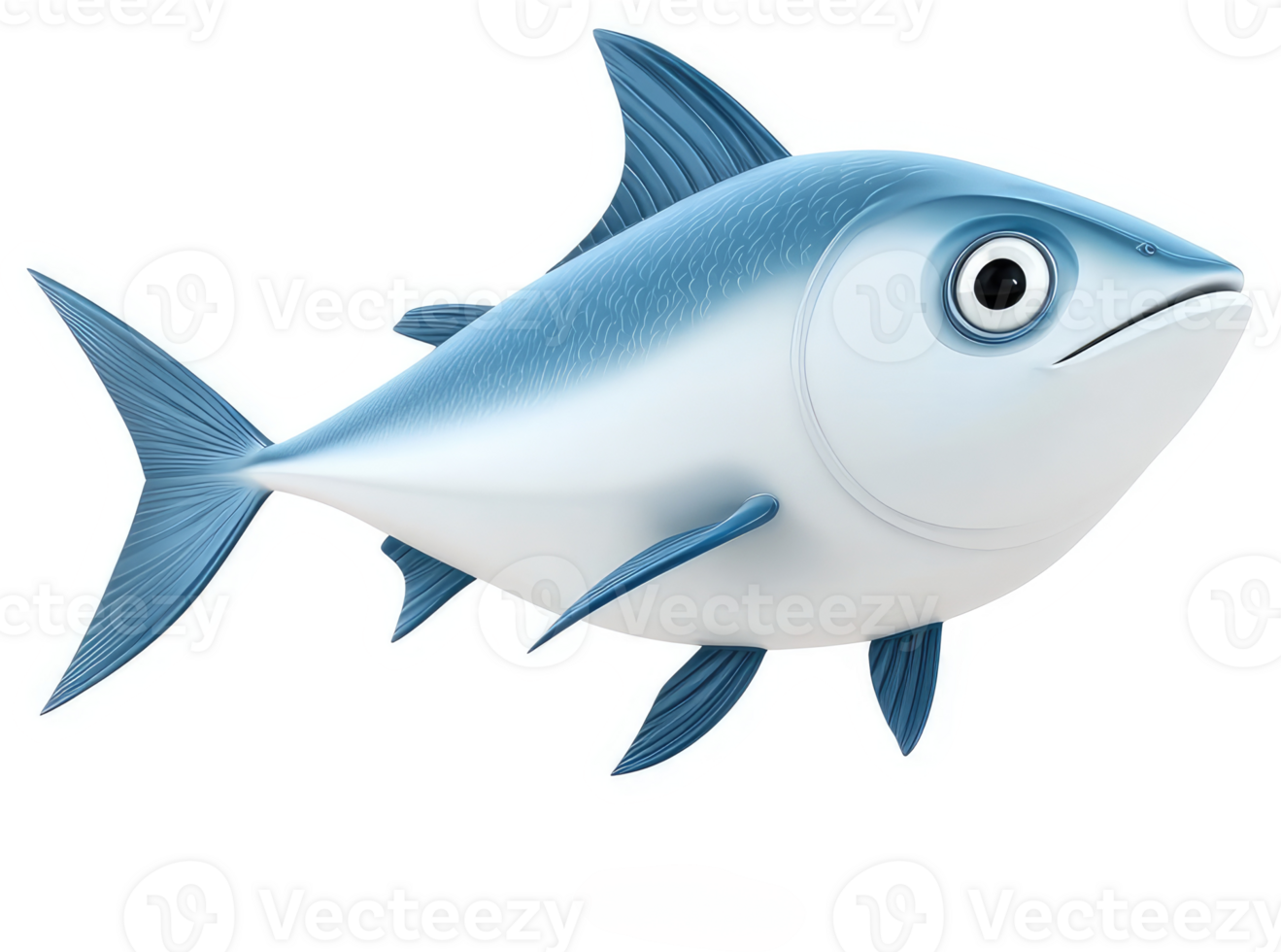 Cartoon Tuna Fish in Profile View. png