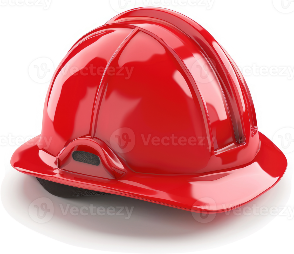 Glossy red hard hat positioned for safety. png