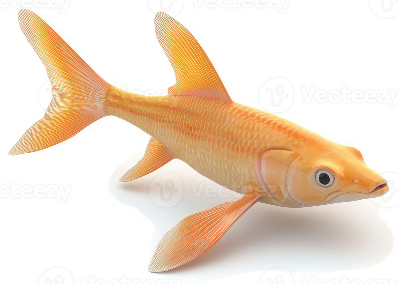 Golden fish, swimming in a studio setting. png