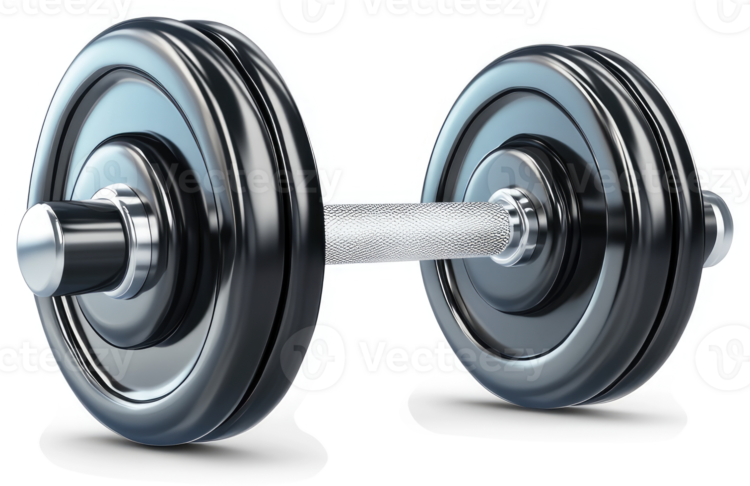 A pair of black dumbbells sits angled, ready for use. png