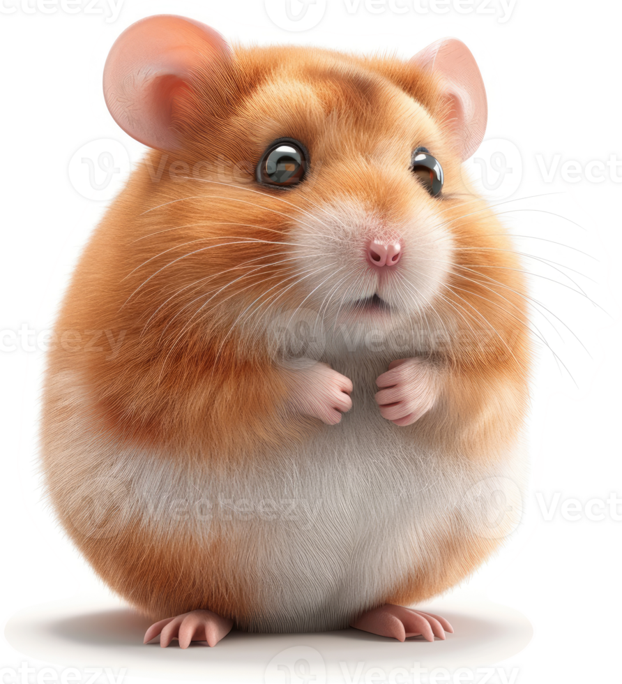 Adorable ginger hamster, in a cute and rounded pose. png
