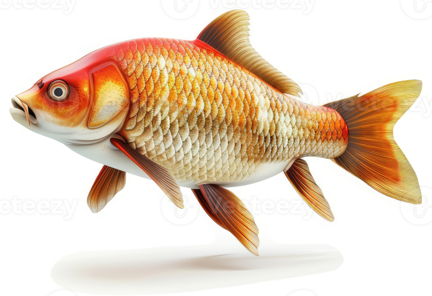 Ornate Koi Fish in a Dynamic Pose. png