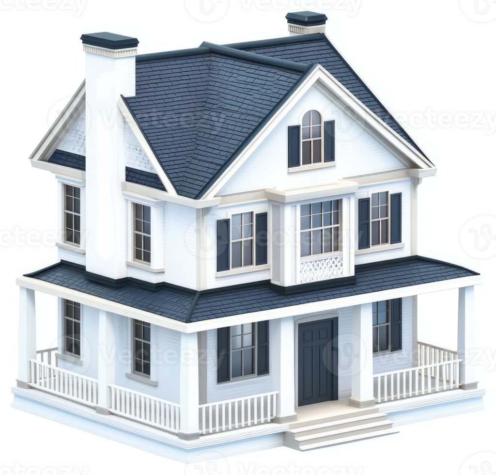 Classic two-story house with a welcoming front porch. png