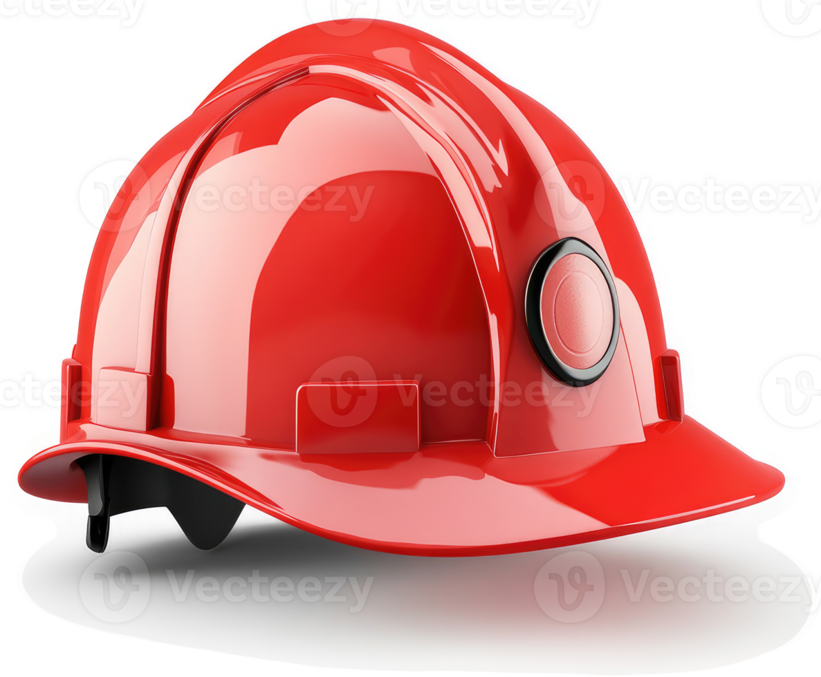 Red safety helmet, highlighting industrial protection. png