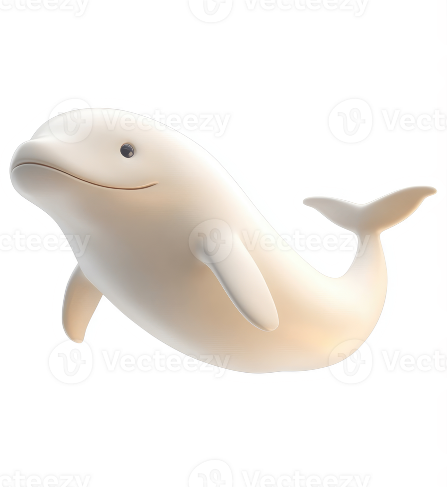 Cheerful white dolphin in a playful pose. png