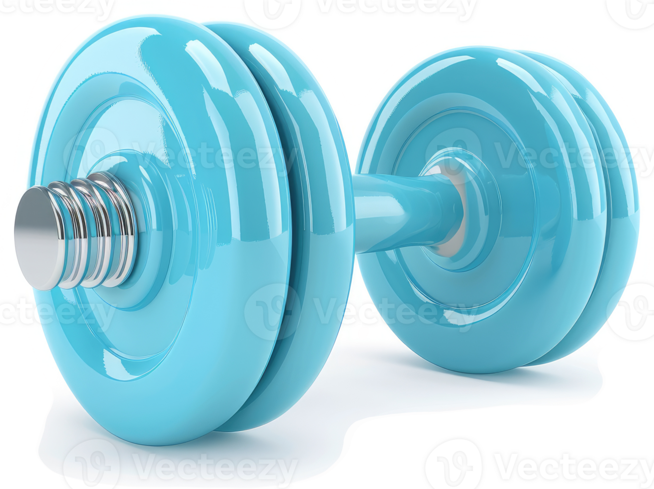 Light blue dumbbell isolated on white background. png