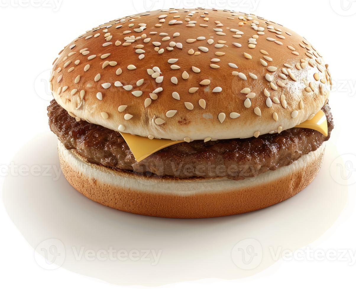 Freshly prepared cheeseburger, ready to eat. png