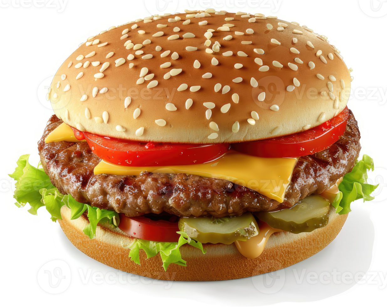 Classic cheeseburger with toppings. png