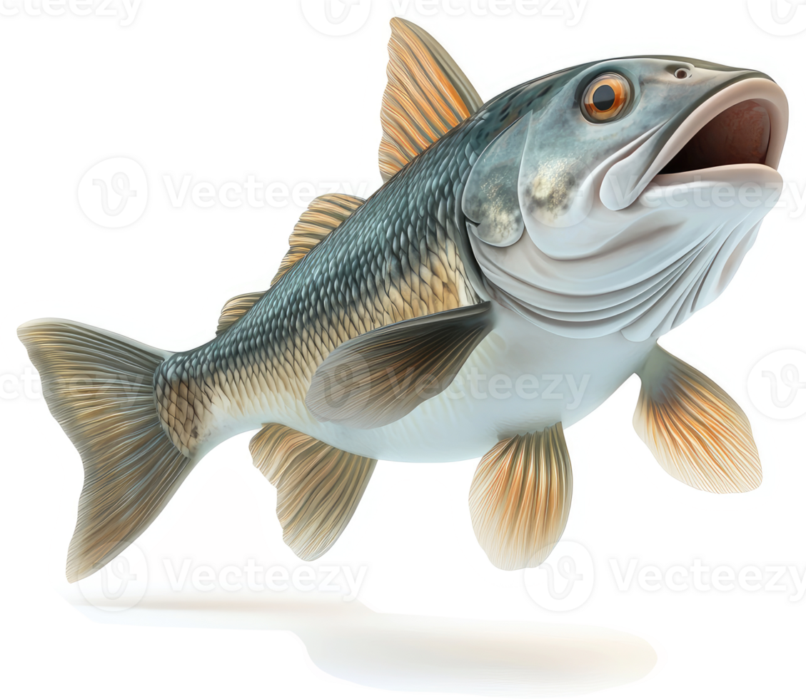 A vibrant illustration of a leaping freshwater fish. png