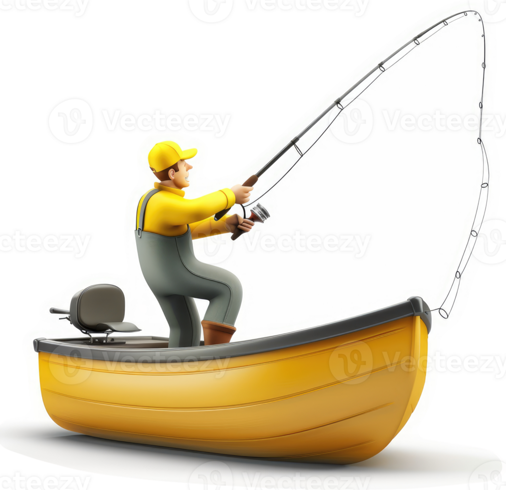Animated depiction of a fisherman casting his line. png