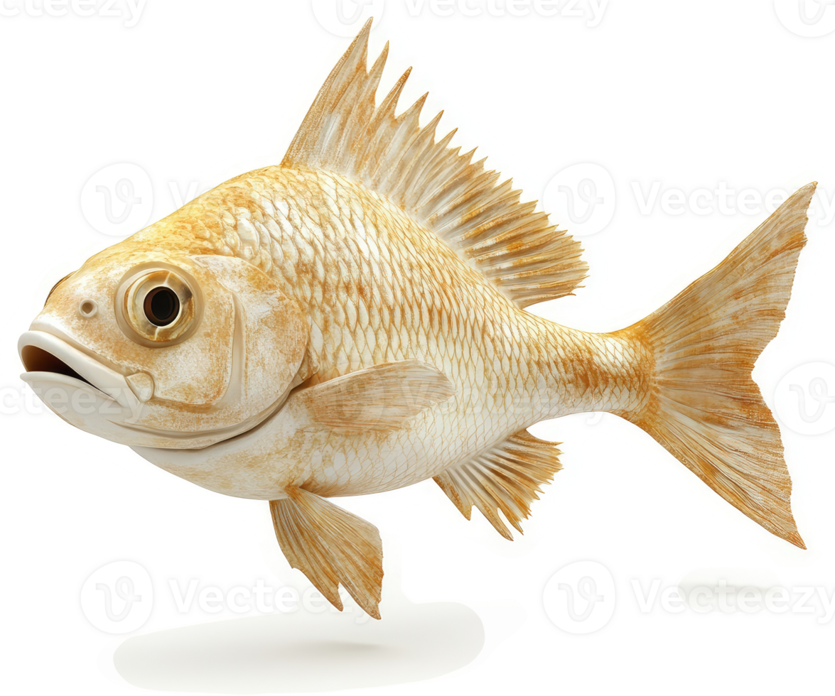 Ornate, light-tan fish illustration in profile view. png