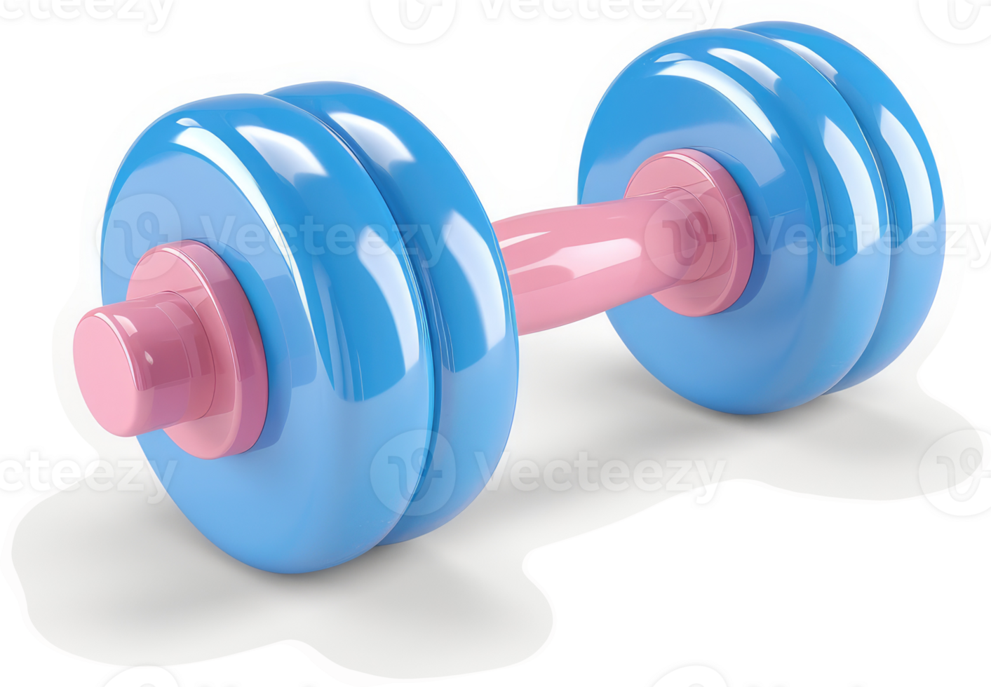 Light blue and pink dumbbell for exercise. png