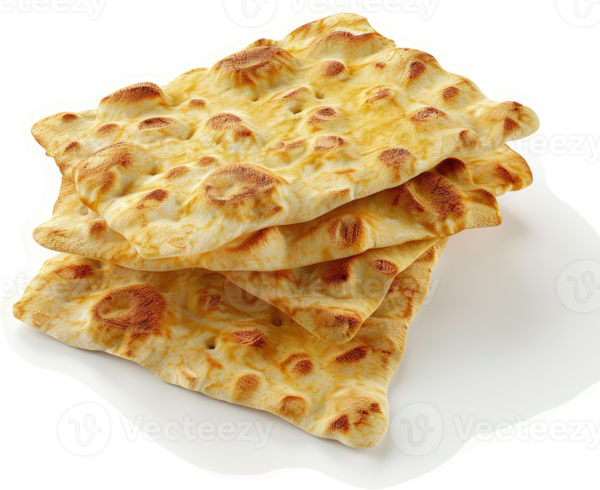 Golden-brown flatbreads stacked high, showcasing a delicious array. png