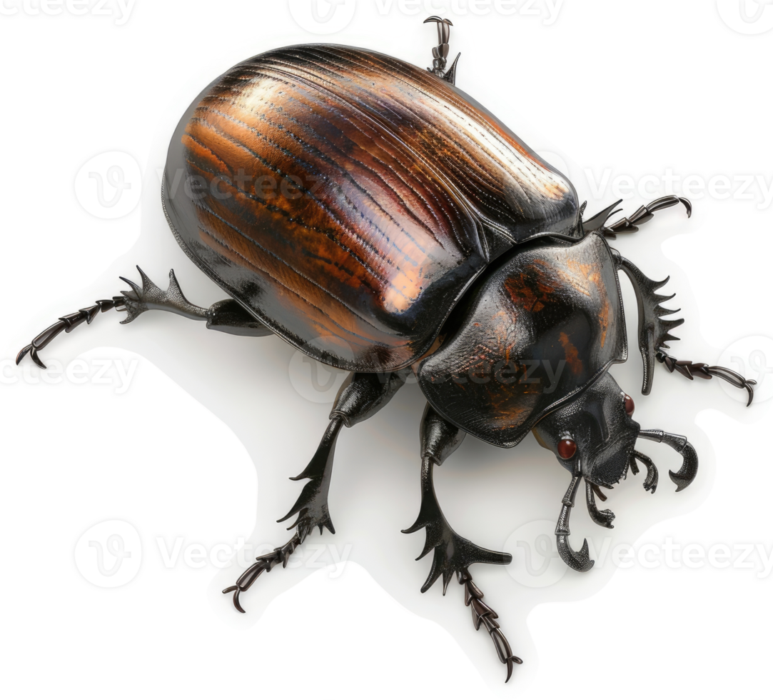 Close-up of a robust, dark-brown beetle. png