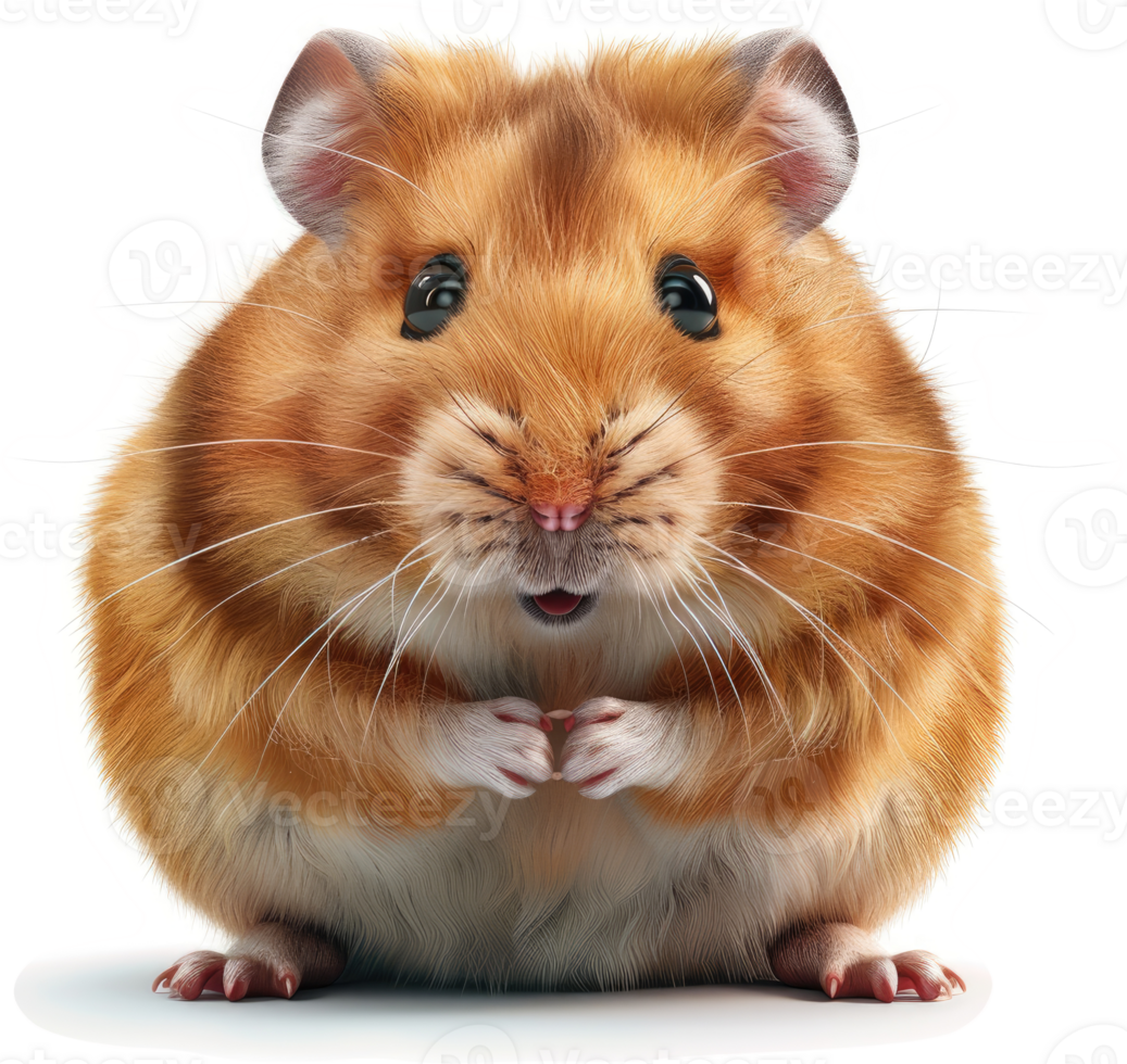 Fluffy hamster posing for a happy portrait. png
