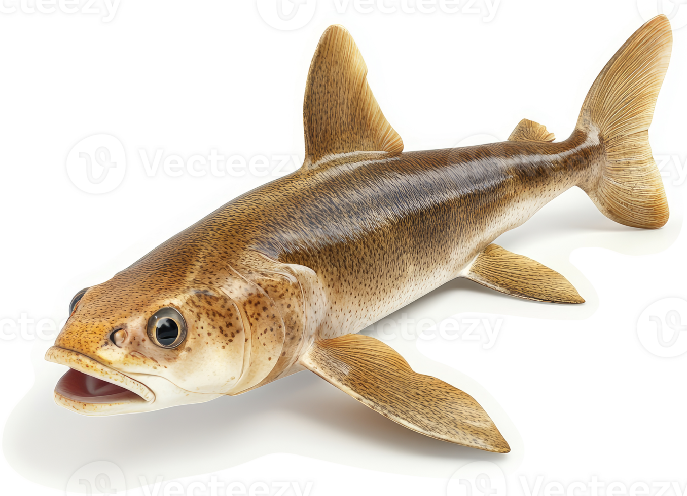 A robust, light brown, spotted shark specimen. png