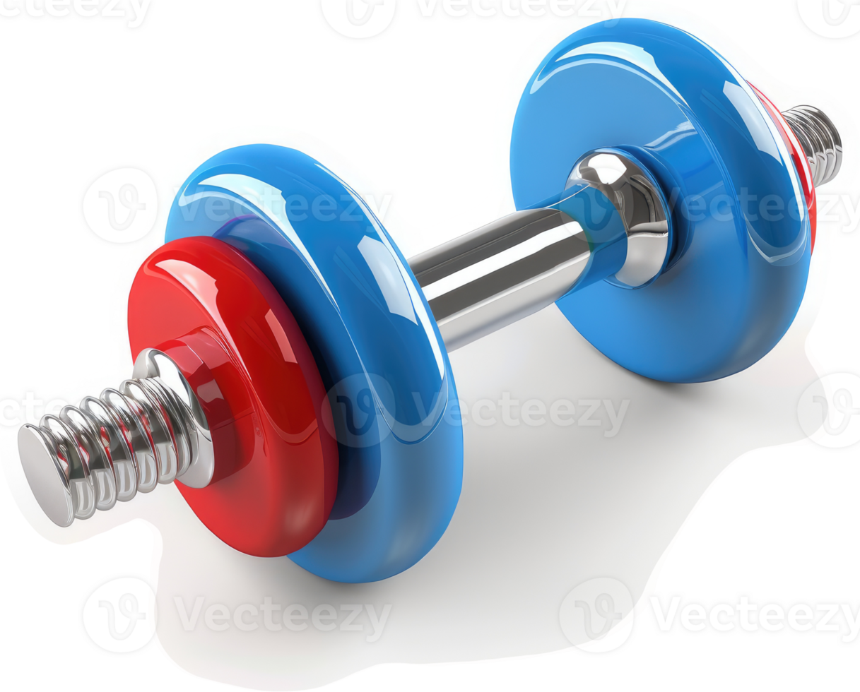 Two-toned dumbbell isolated on a white background. png