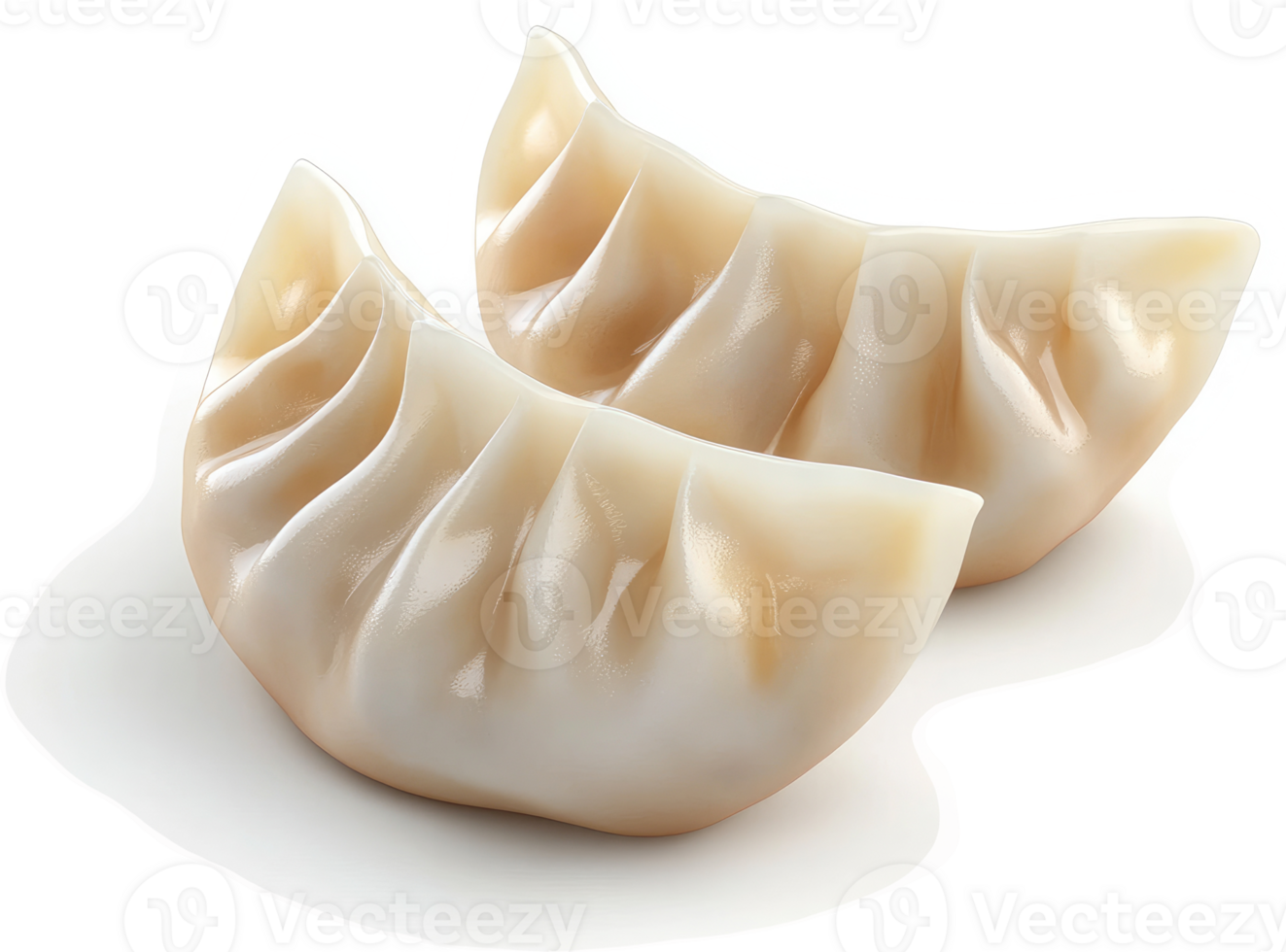 Two halves of a light-tan dumpling, steaming. png