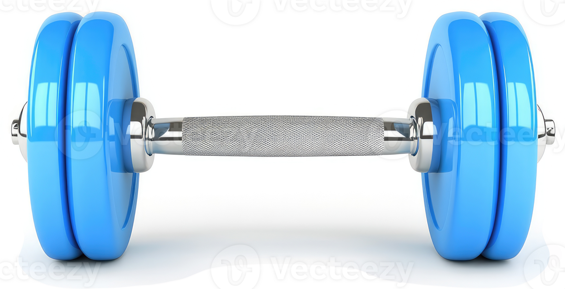 Pair of light blue dumbbells with gray handle. png