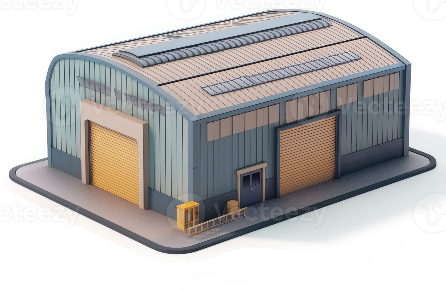 Modern industrial building with various features. png