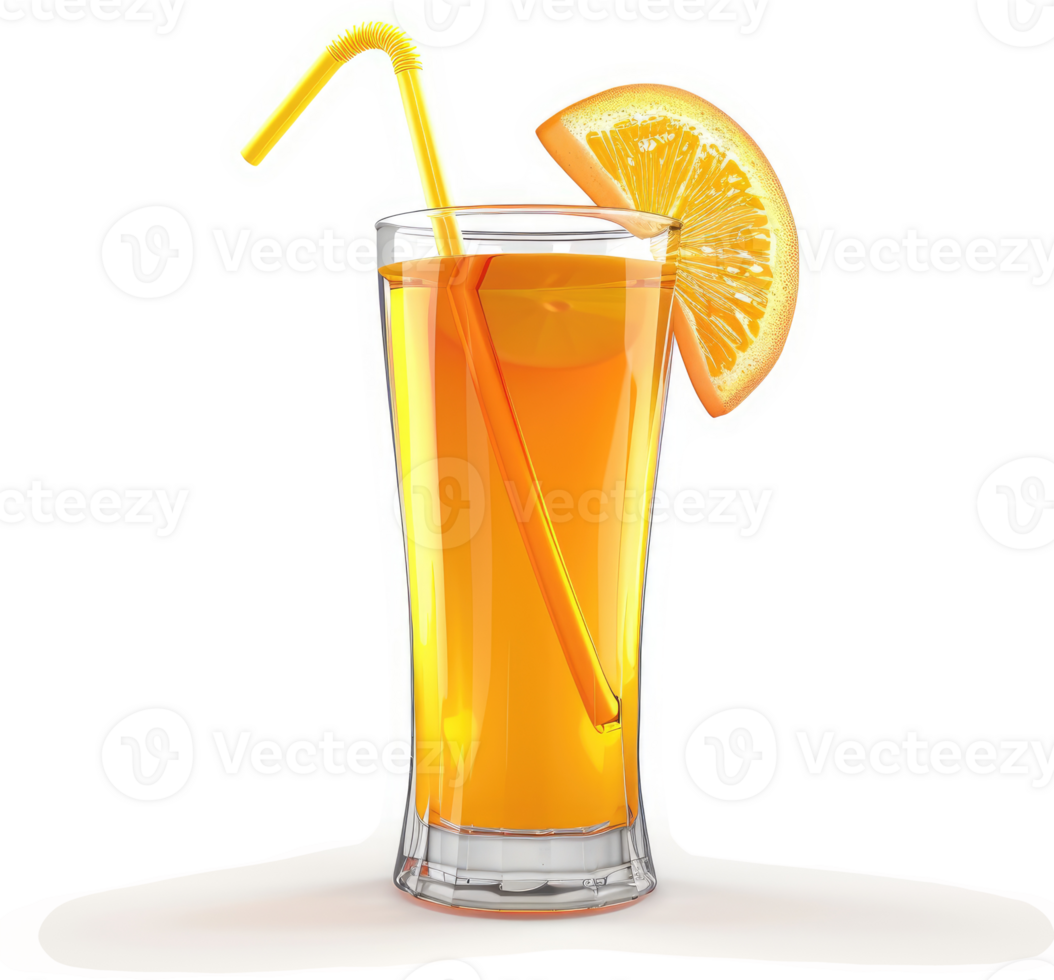 Refreshing orange juice drink in a tall glass. png