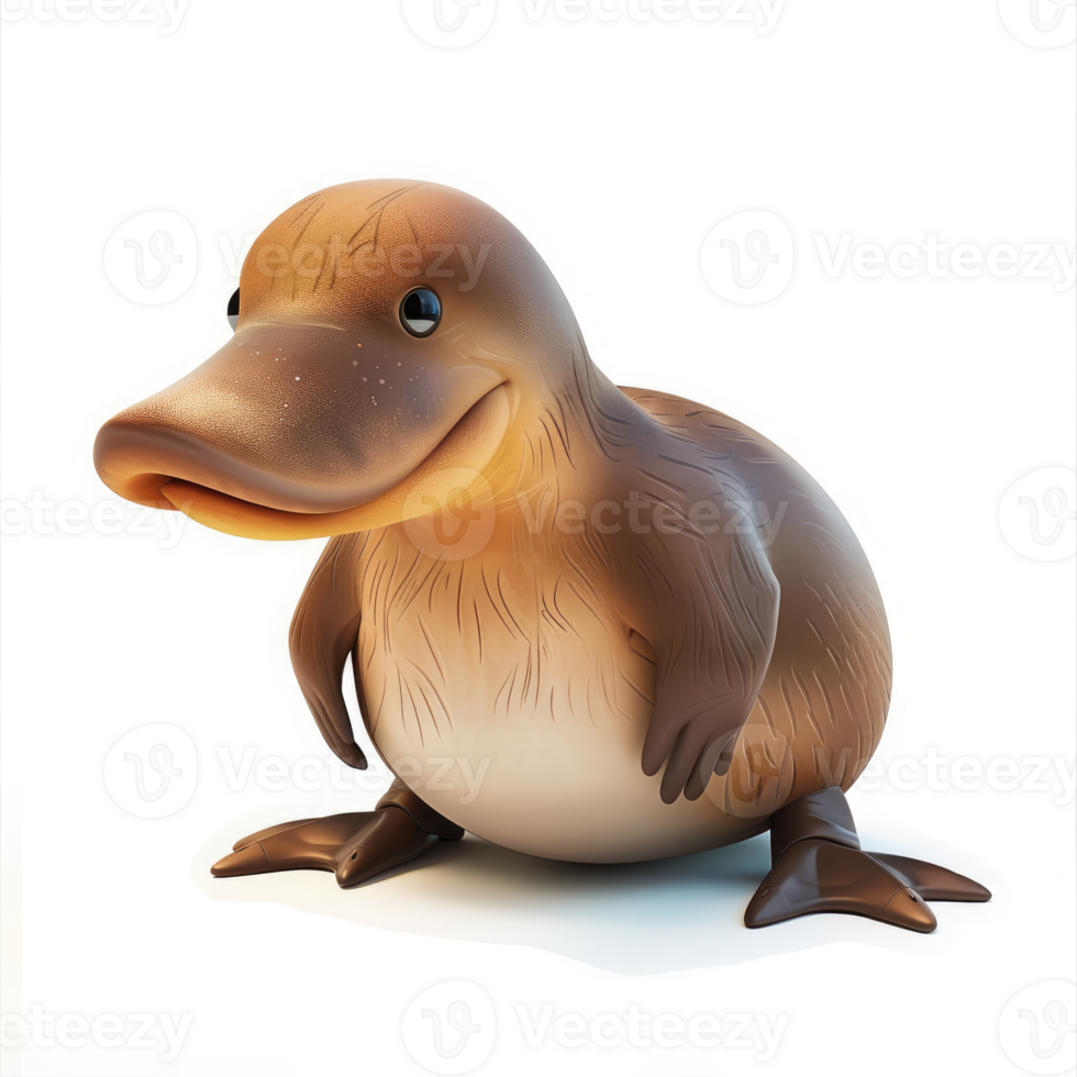 Cute platypus character against a plain background. png