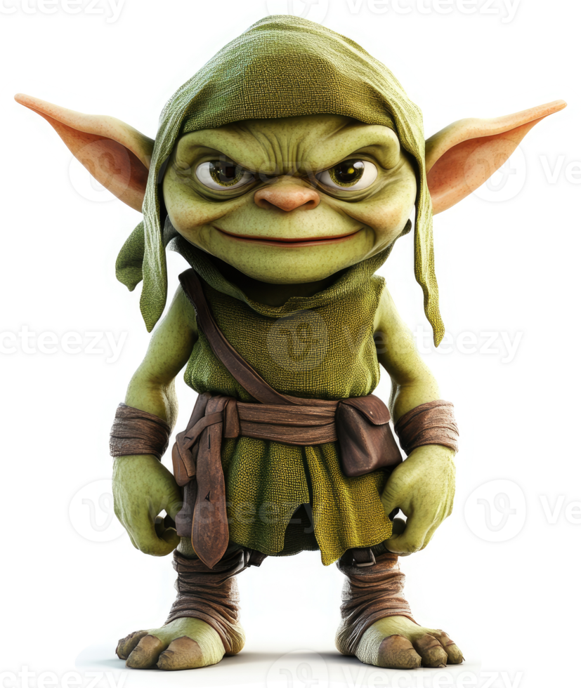 Green, mischievous, elven character with pointed ears. png