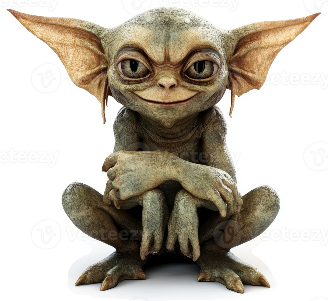 Smiling, creature-like figure with large ears. png