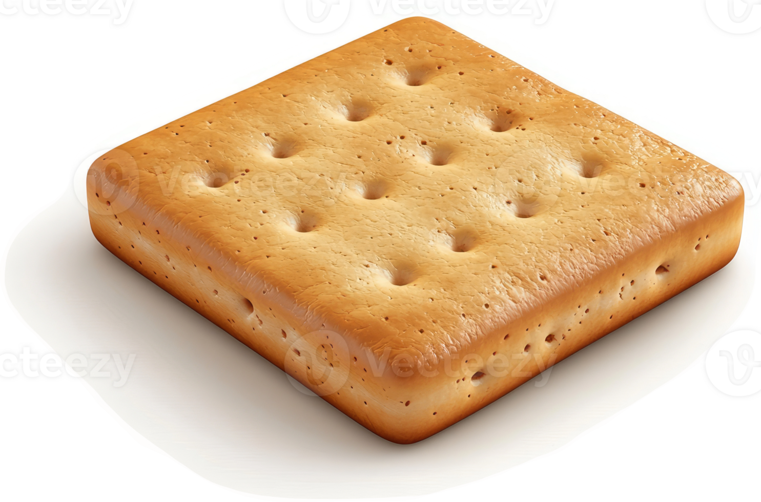 Square, golden-brown cracker with small holes. png