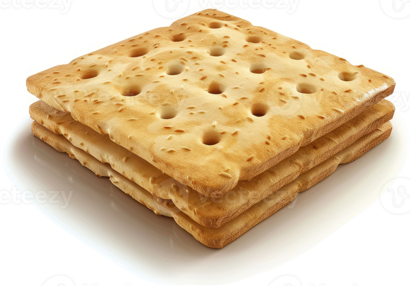 Stacked crackers with holes and a light golden color. png